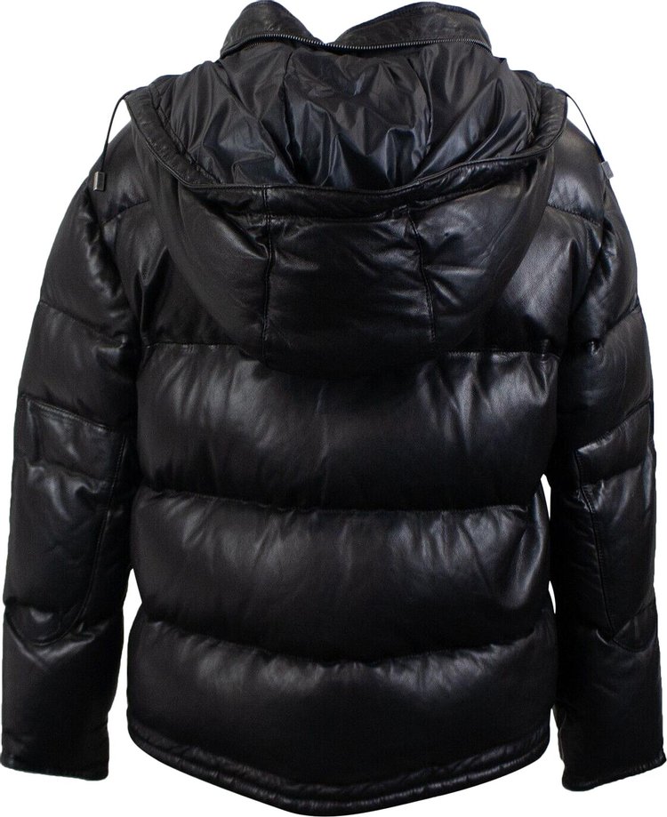 Saint Laurent Leather Goose Down Jacket Black