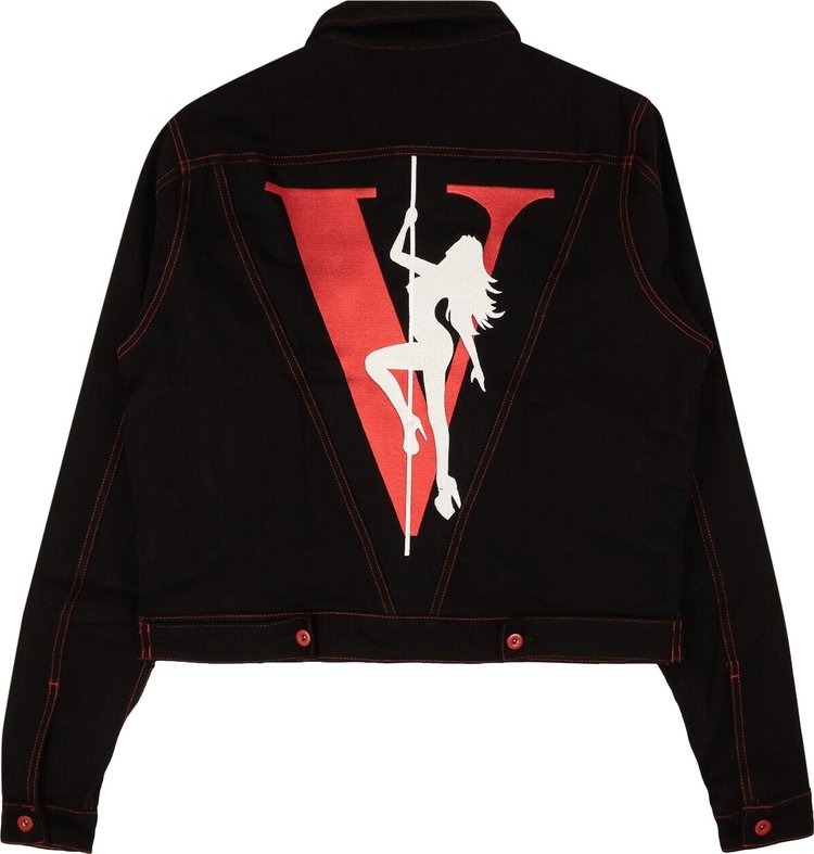 Vlone LA Exclusive Stripper Pole Denim Jacket BlackRed