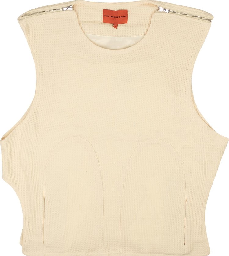 Who Decides War Waffle Knit Stealth Sleeveless Vest Cream