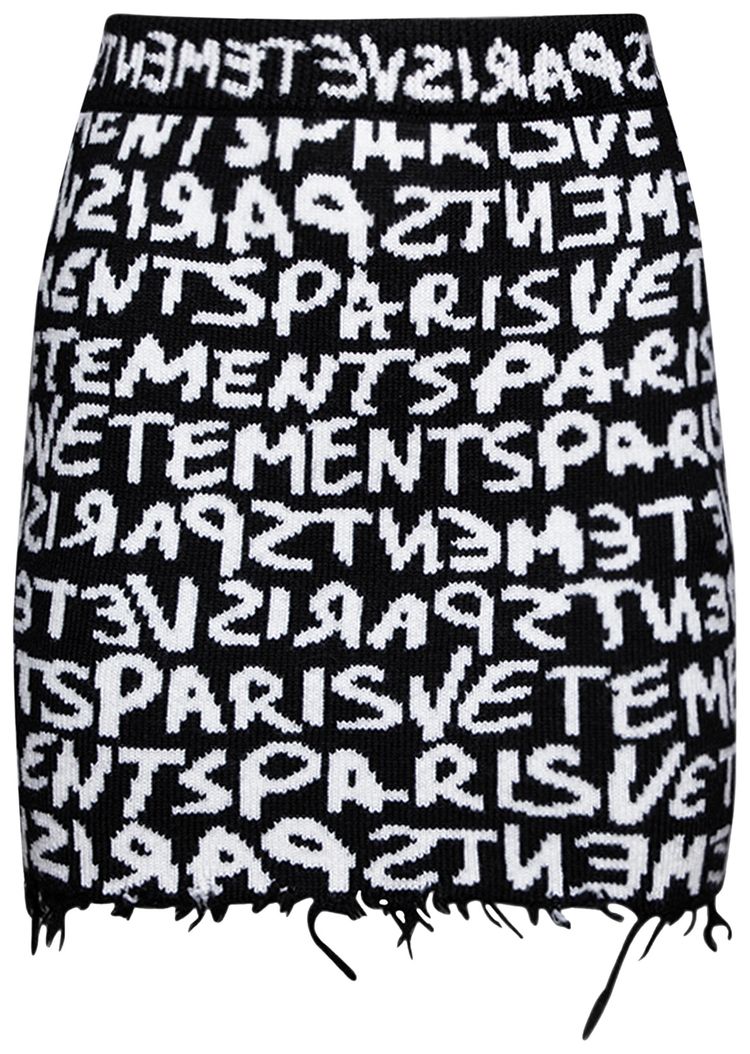 Vetements Graffiti Monogram Mini Skirt BlackWhite