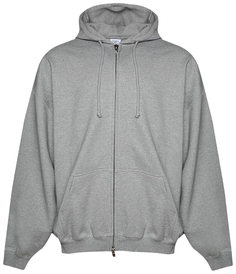 Vetements Sticker Logo Zip Up Hoodie Grey Melange