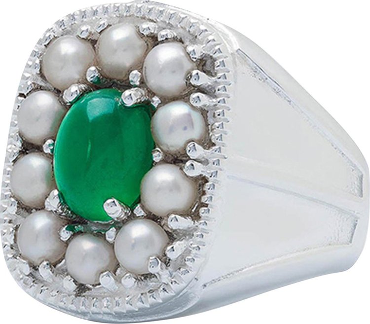 VEERT The Royal Signet Ring 'White Gold/Green'