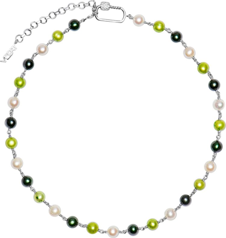 VEERT The Single Multi Green Freshwater Pearl Necklace 'Pearl/White Gold'