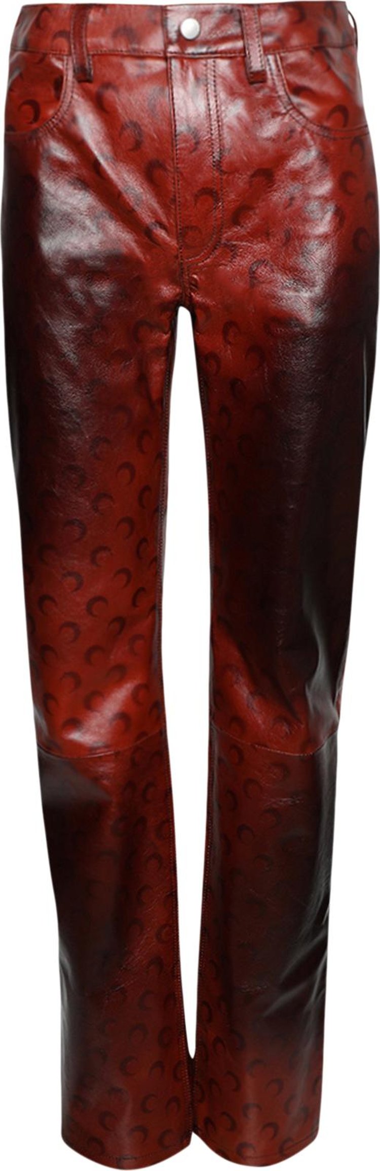 Marine Serre Airbrushed Crafted Leather Straight Leg Pants 'Orange'
