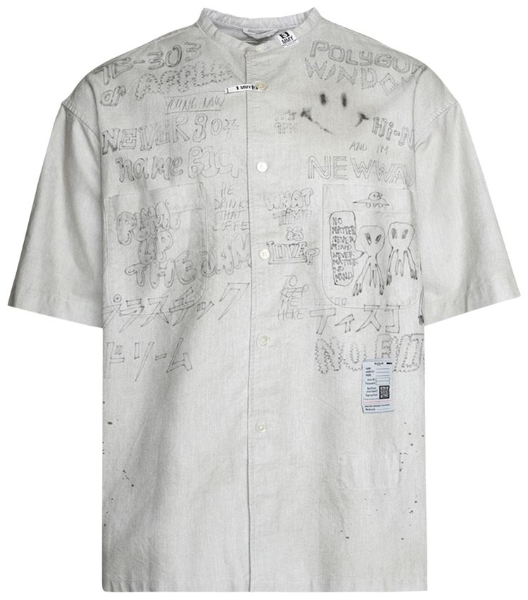 Maison Mihara Yasuhiro Distresses Short Sleeve Shirt Light Grey