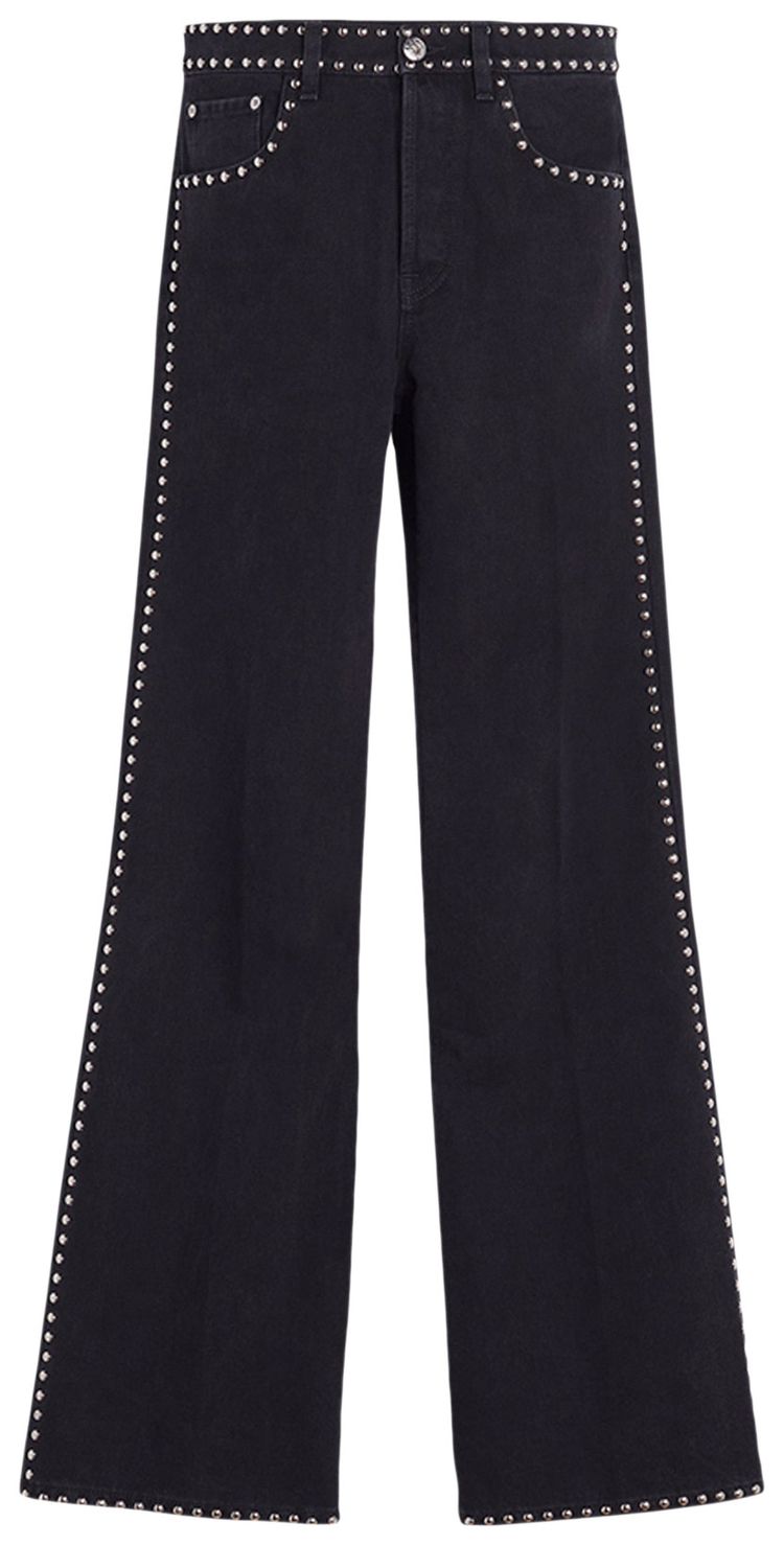Lanvin Embroidered Flared Pants Black