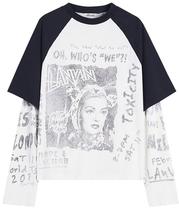 Lanvin Printed Long Sleeeved Tee Black