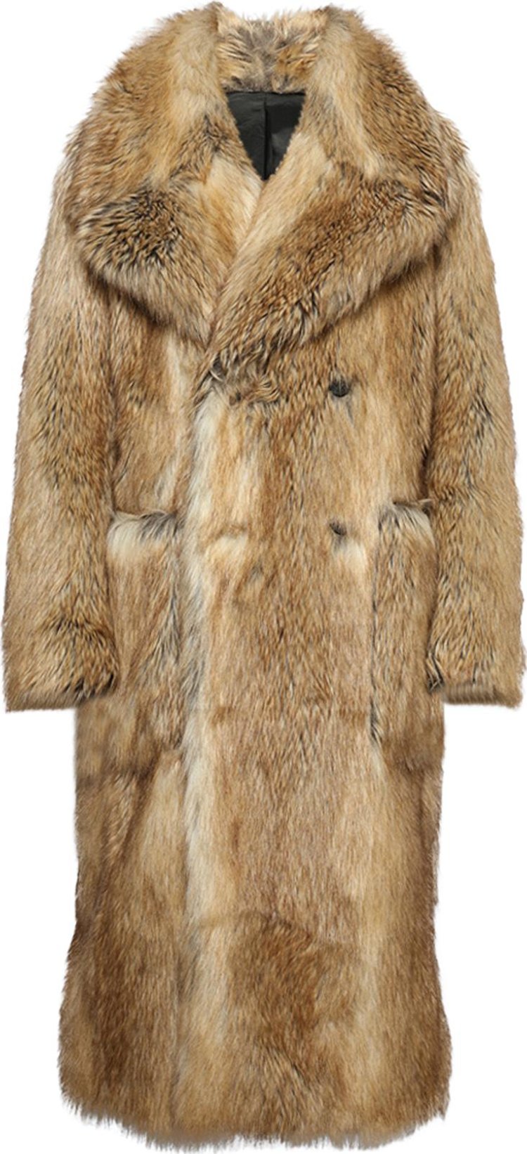 Givenchy Faux Fur Double Breasted Coat 'Beige/Brown'