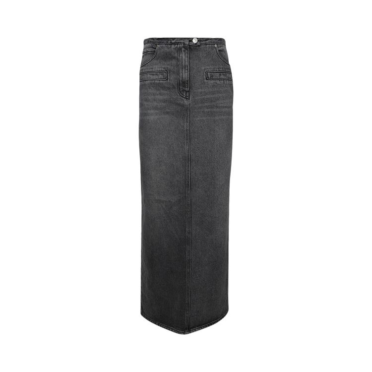 Courreges Heritage Stone Denim Long Skirt Stone Washed Grey