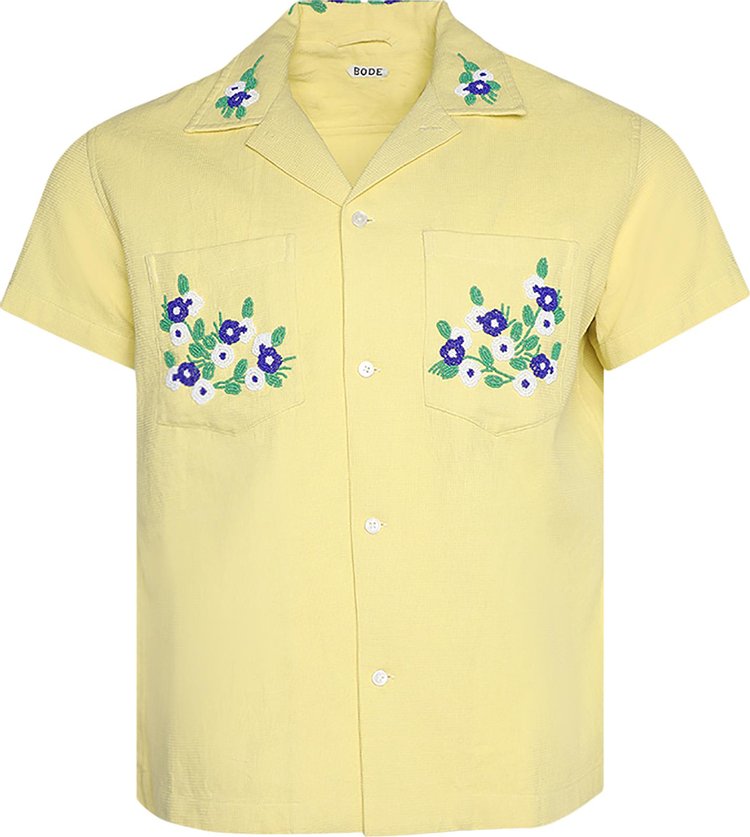 Bode Beaded Chicory Short-Sleeve Shirt 'Yellow'
