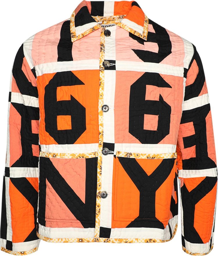 Bode Letter Block Quilt Jacket 'Orange/Multicolor'