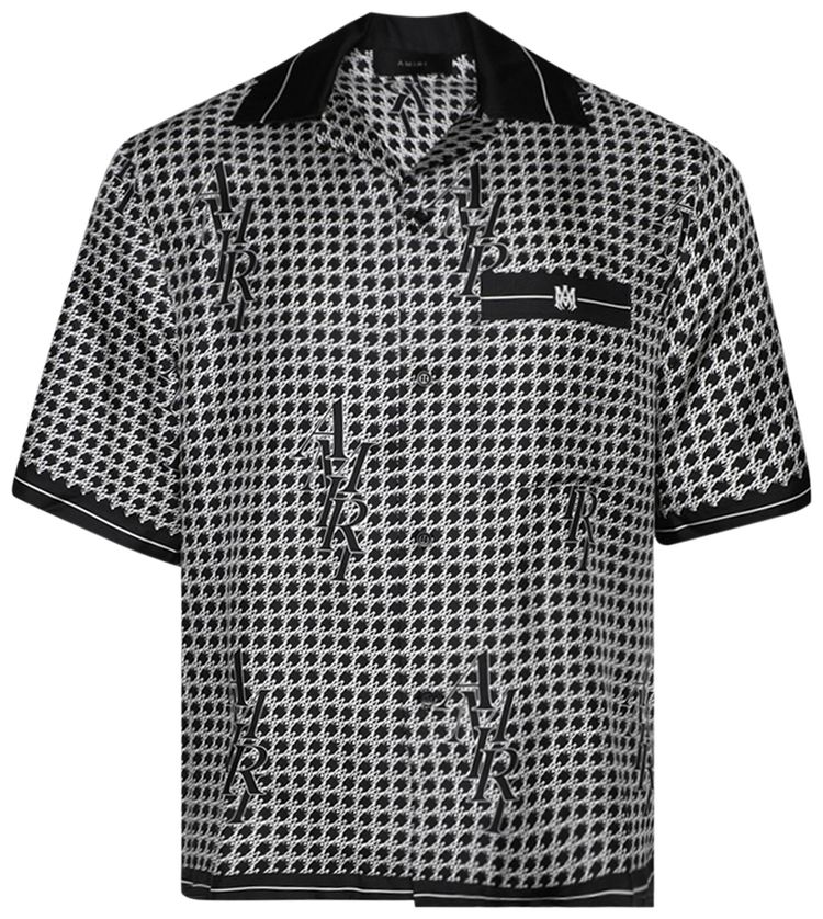 Amiri Houndstooth Bowling Shirt Black