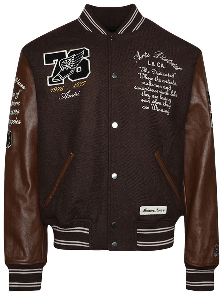 Amiri Oversized Eagle Varsity Jacket Brown