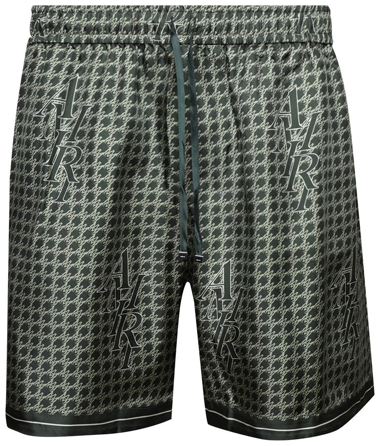 Amiri Staggard Houndstooth Silk Short Rain Forest