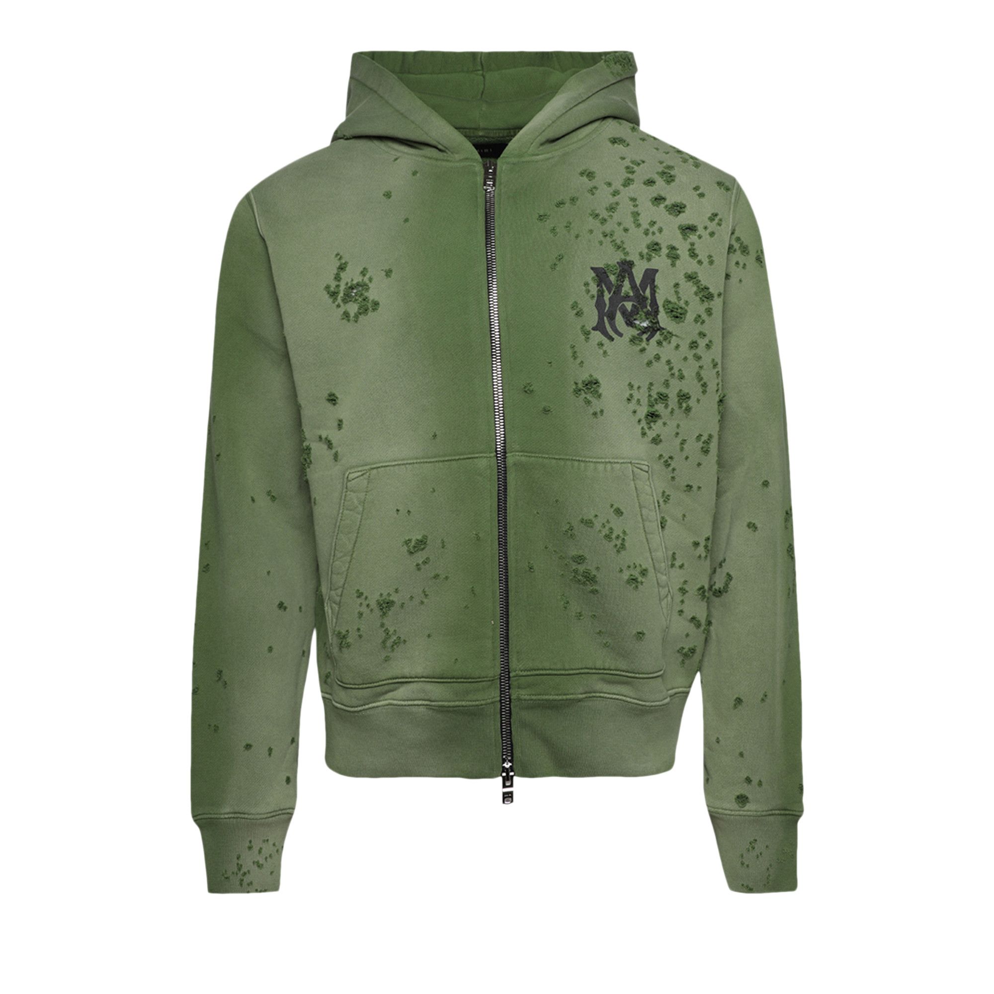 Buy Amiri MA Logo Shotgun Zip Hoodie 'Green' - AMJYHD1002