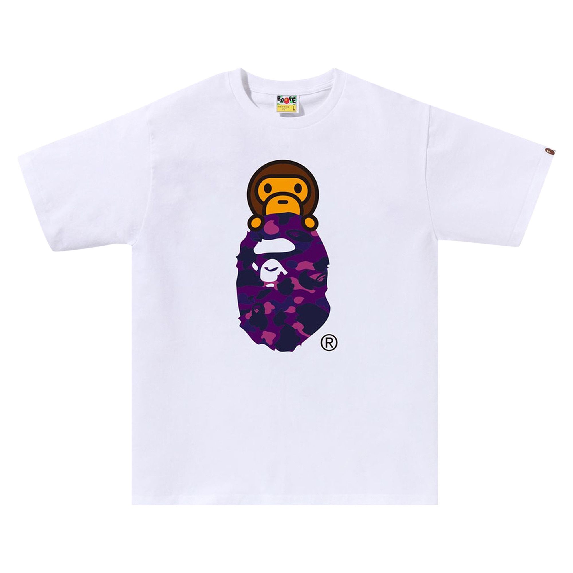 Buy BAPE Color Camo Milo On Ape Head Tee White Purple 2K30 110 005 WHITE PURPLE GOAT