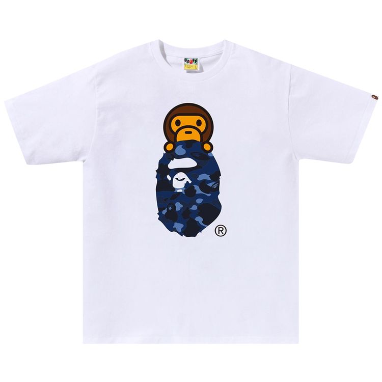 BAPE Color Camo Milo On Ape Head Tee WhiteNavy