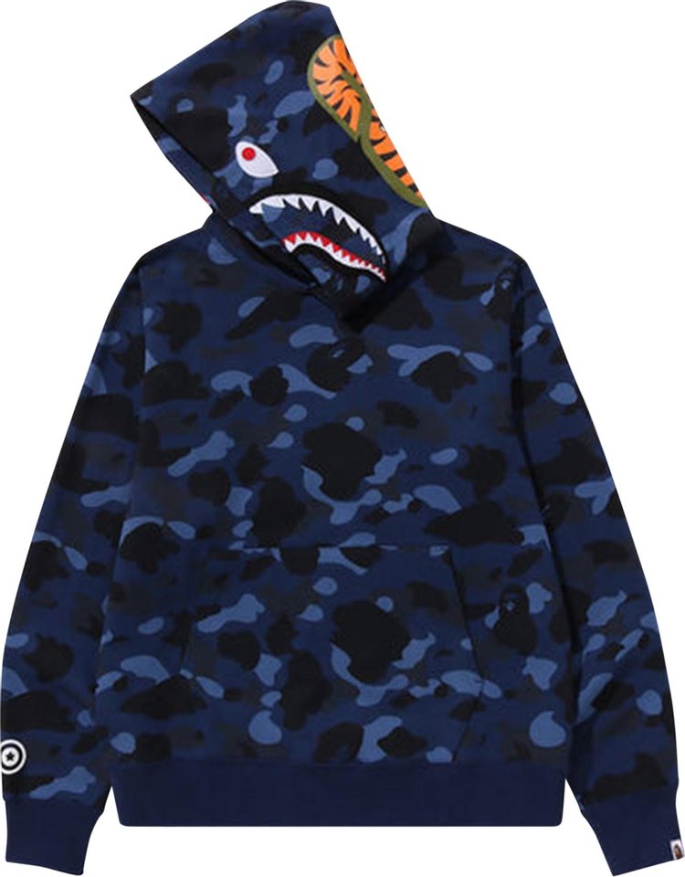 BAPE Color Camo Shark Pullover Hoodie Navy