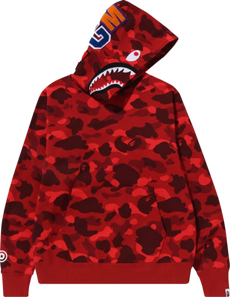 BAPE Color Camo Shark Pullover Hoodie 'Red'