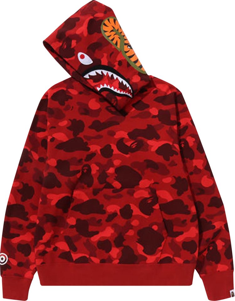 BAPE Color Camo Shark Pullover Hoodie Red