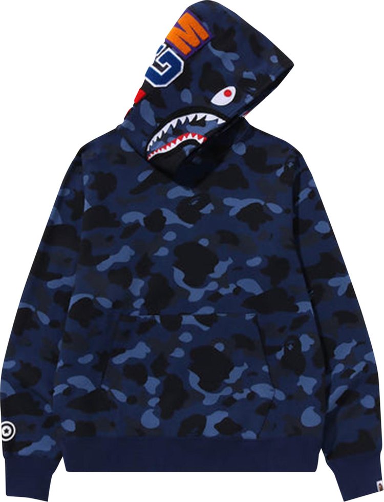 BAPE Color Camo Shark Pullover Hoodie Navy