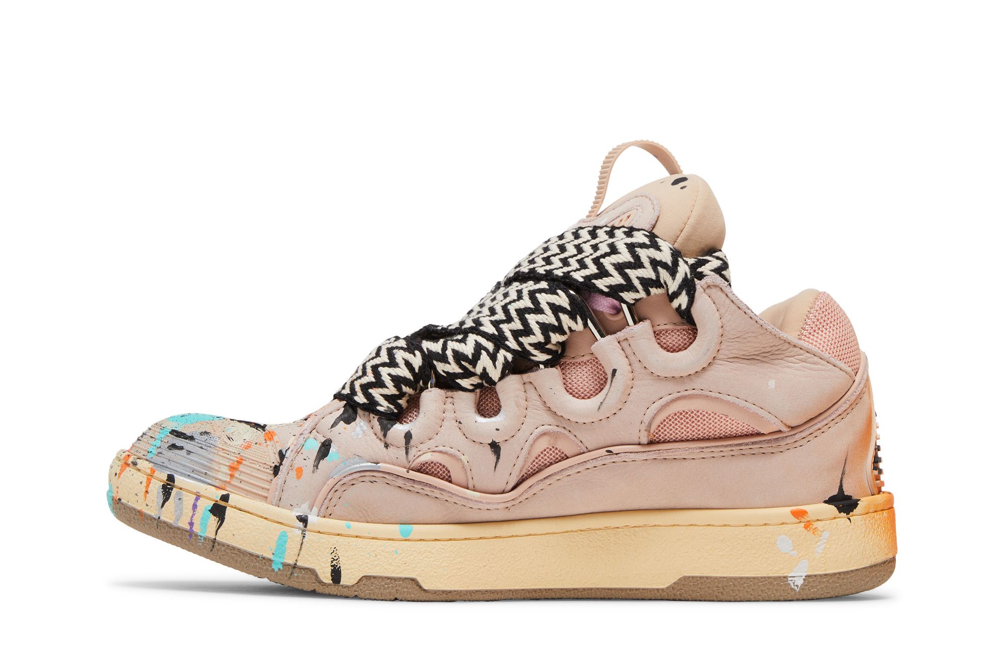 Size 7.0 Gallery Dept. x Lanvin Curb Light Sneakers 'Paint Drip - Pale Pink'