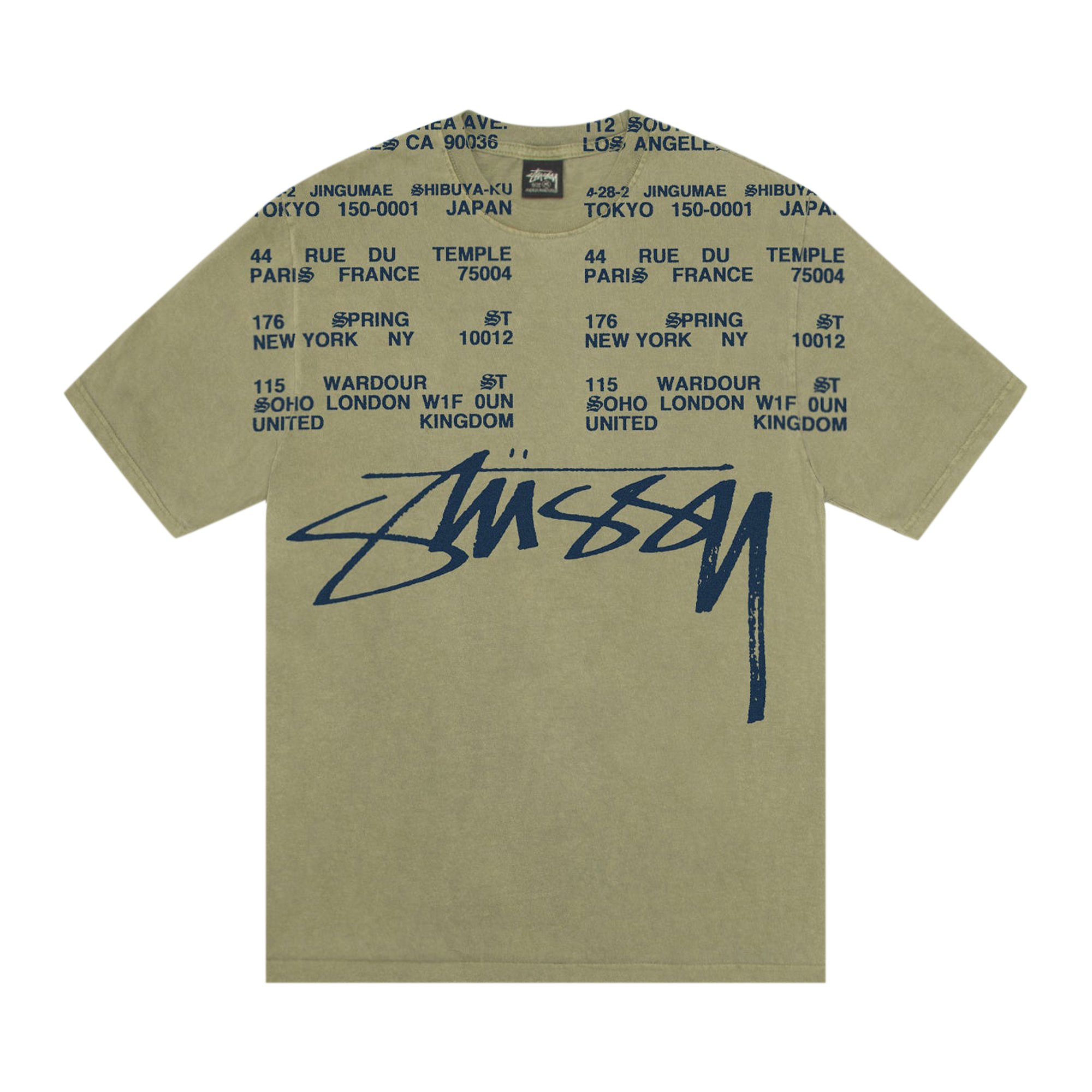 Stussy Locations Tee Pigment Dyed 'Olive'