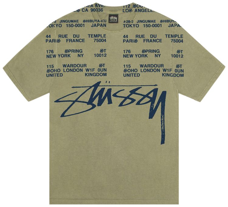Stussy Locations Tee Pigment Dyed Olive