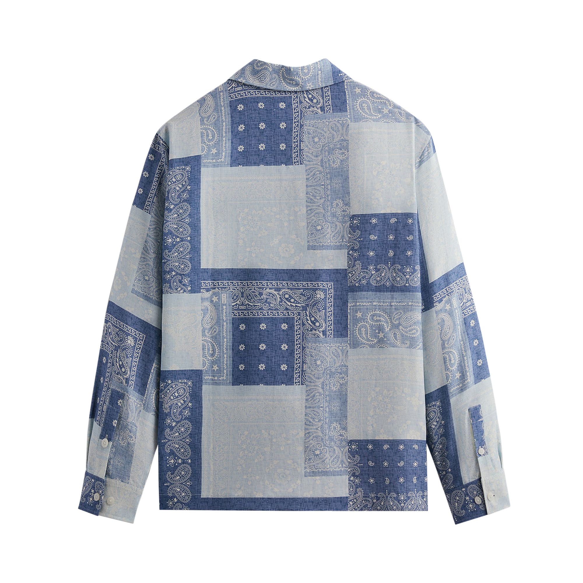Size xl Kith Washed Paisley Long-Sleeve Boxy Collared Overshirt 'Light  Indigo'