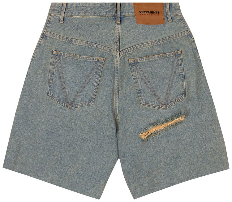 Vetements Destroyed Baggy Shorts BlueSand