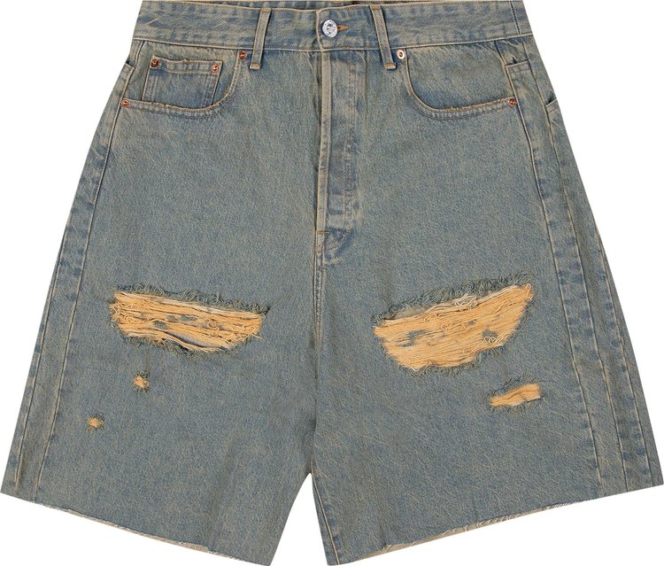 Vetements Destroyed Baggy Shorts 'Blue/Sand'