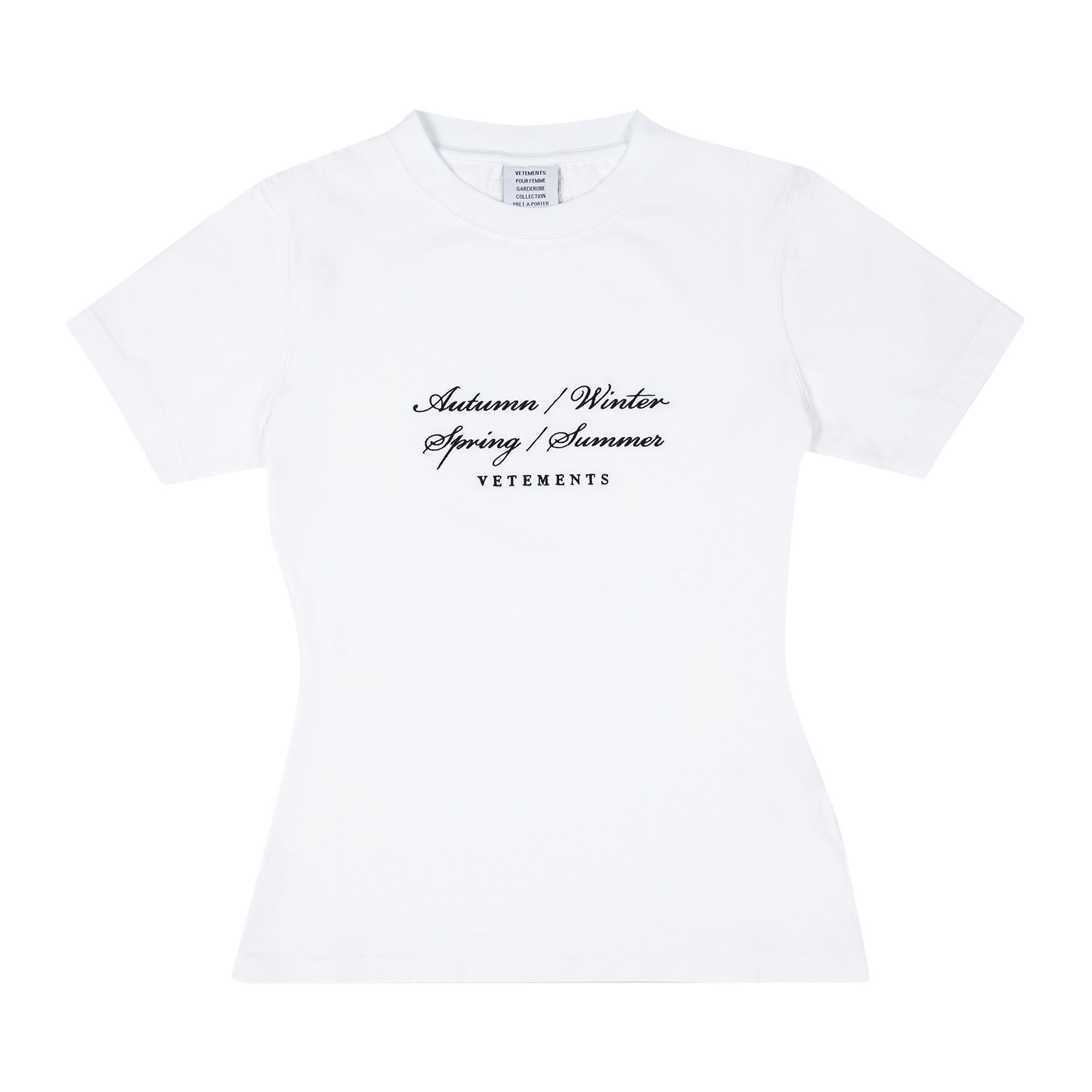 Buy Vetements 4 Seasons Embroidered Logo Fitted T-Shirt