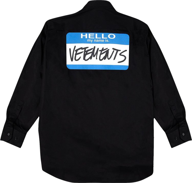 Vetements My Name Is Shirt Black