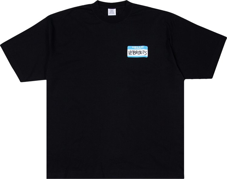 Vetements My Name Is T Shirt Black