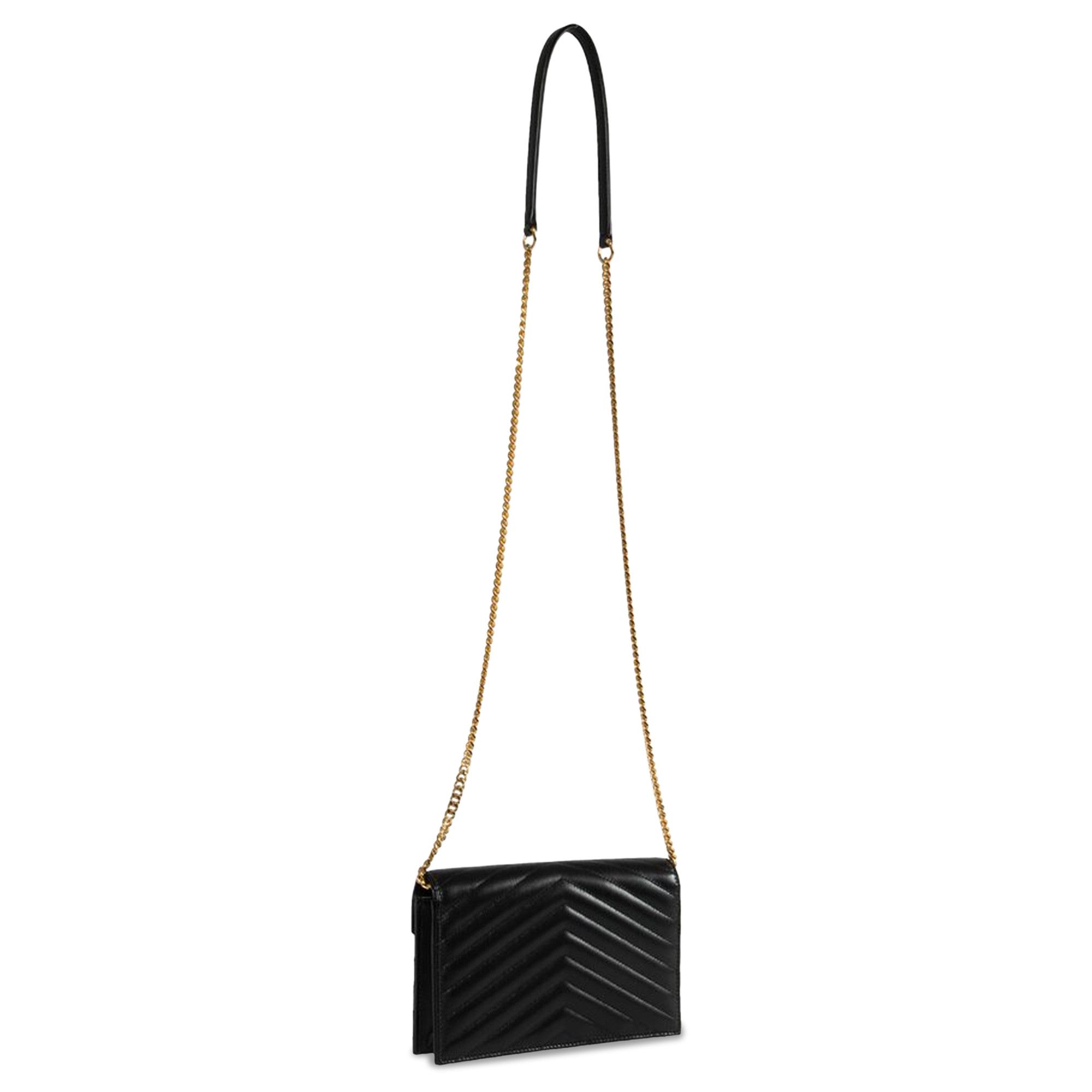 SAINT LAURENT PARIS｜CROSSBAGS (742920 AAA44 1000) Buy Saint Laurent Envelope Chain Wallet 'Noir' - 742920