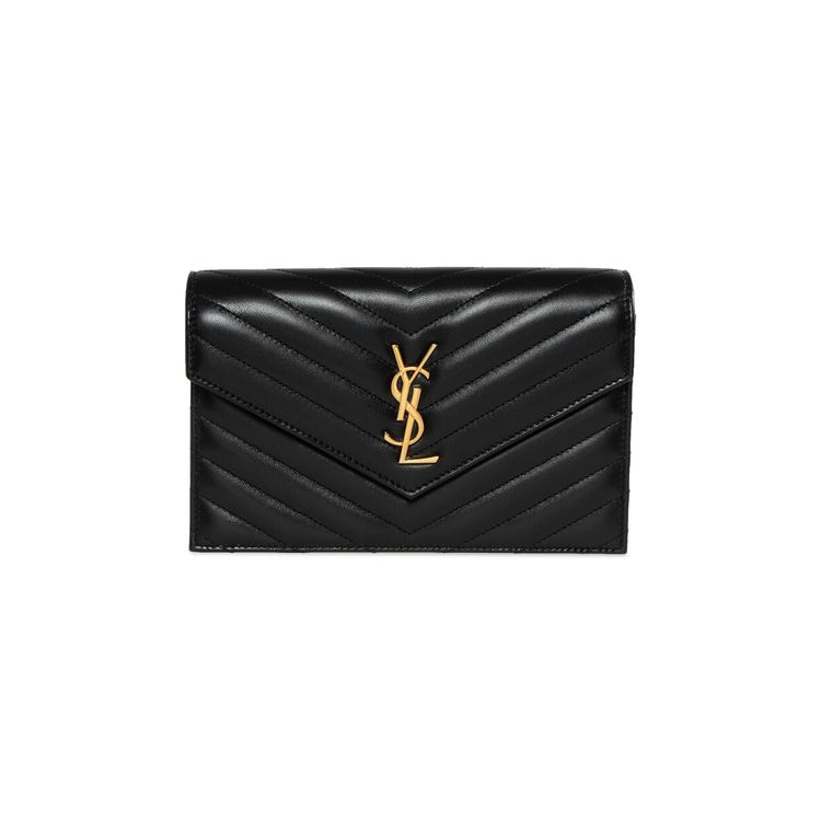 Saint Laurent Envelope Chain Wallet Noir