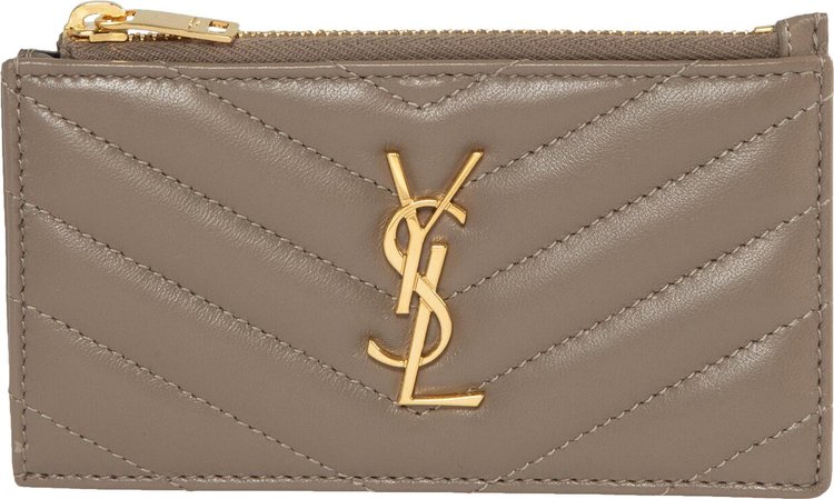 Saint Laurent Zipped Fragments Credit Card Case 'Dusty Grey'