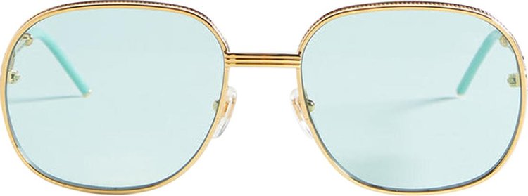 Casablanca Square Metal Sunglasses With Solid Lens 'Yellow Gold/Silver/Mint/Mint'