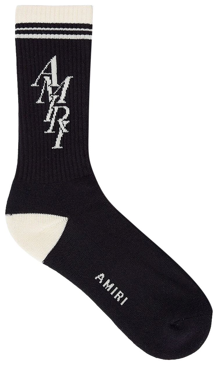 Buy Amiri Stack Logo Sock 'Black' AMACSK1003 BLAC GOAT