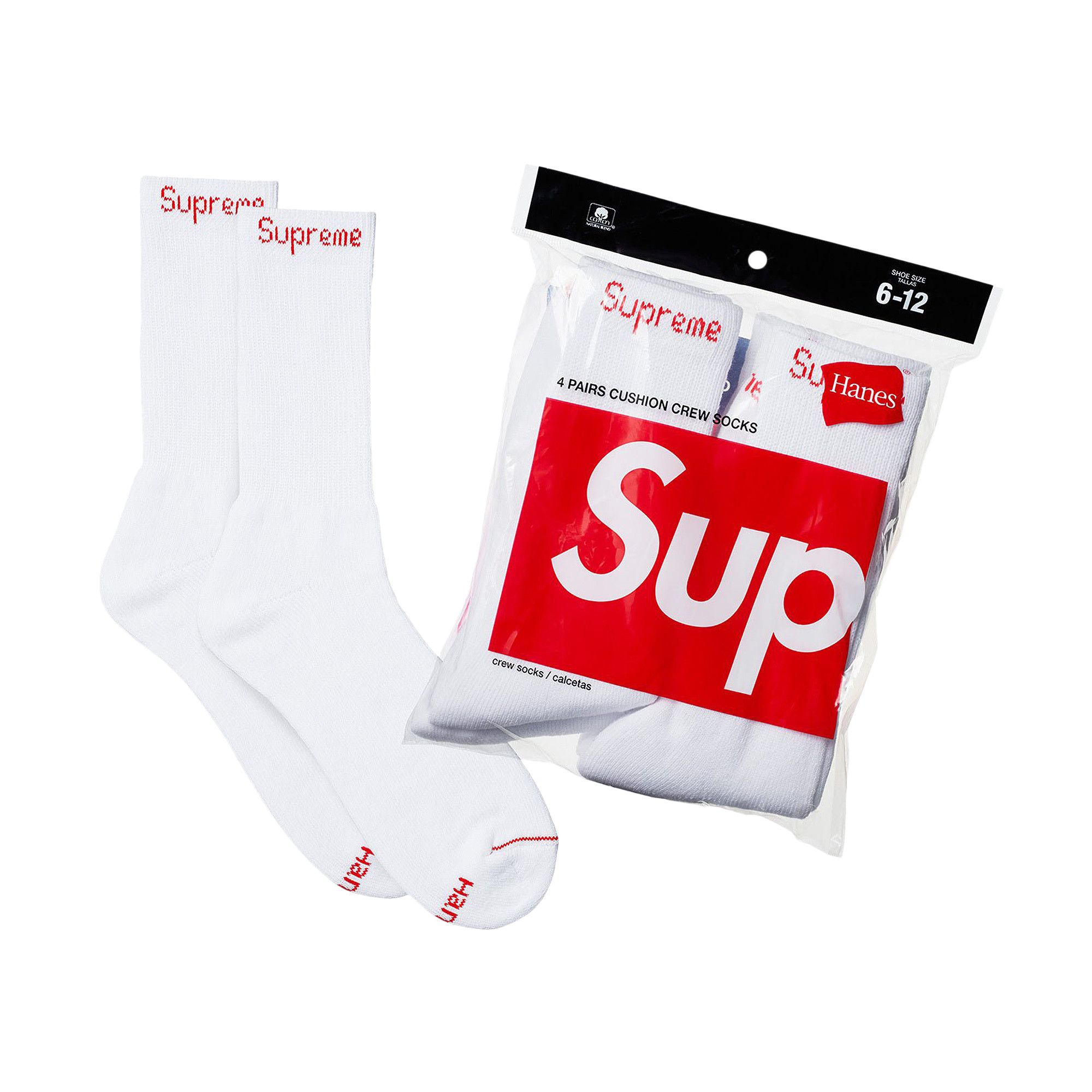 ファッションアイテム人気ランキング Buy Supreme x Hanes Crew Socks (4 Pack) 'White' - 99HAA26 レッグウェア