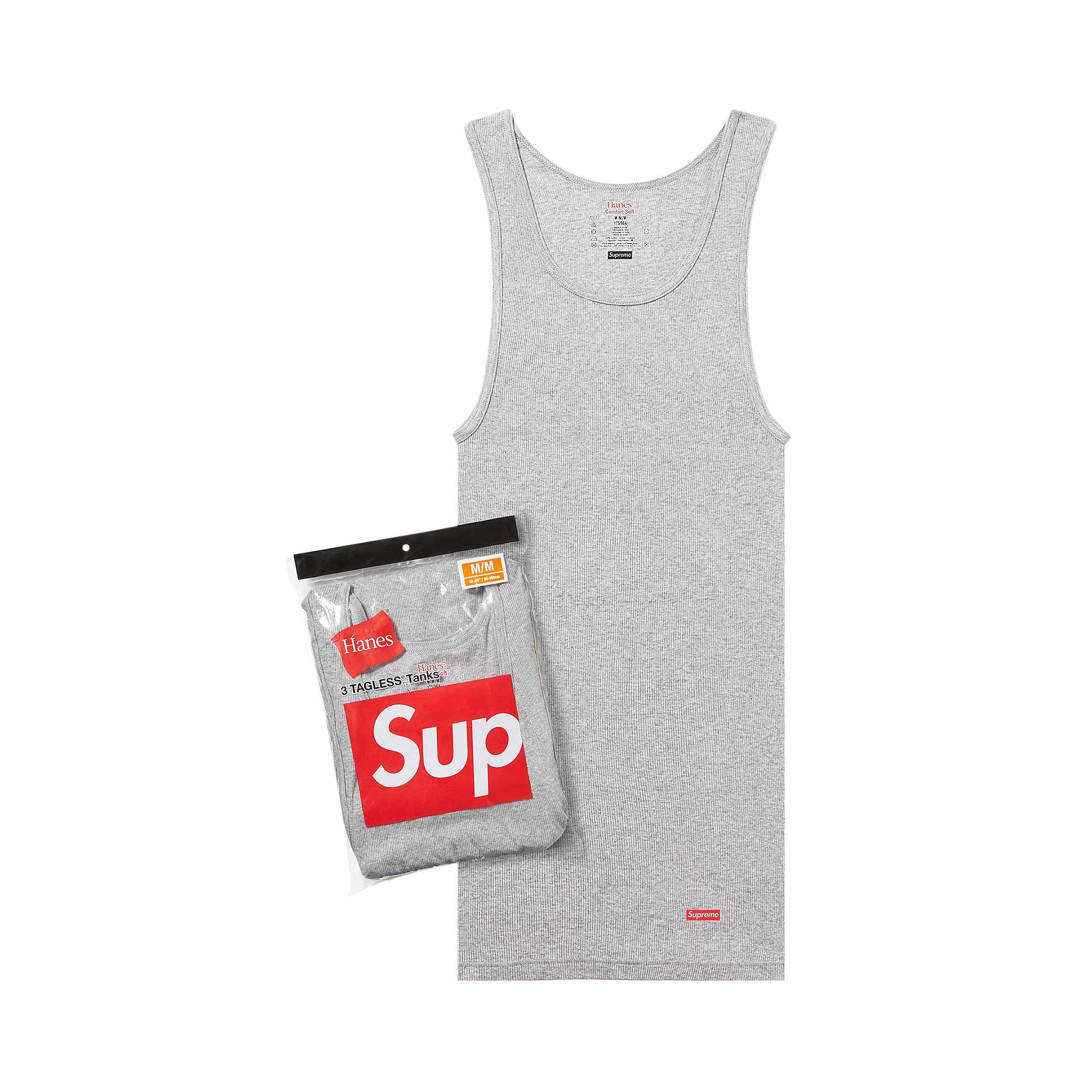 Size xl Supreme x Hanes Tagless Tank Tops 3 Pack Heather Grey