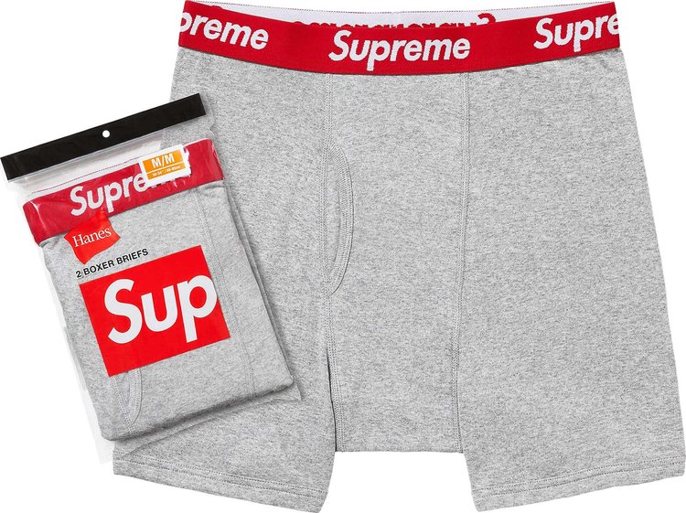 Supreme x Hanes Boxer Briefs 2 Pack Heather Grey