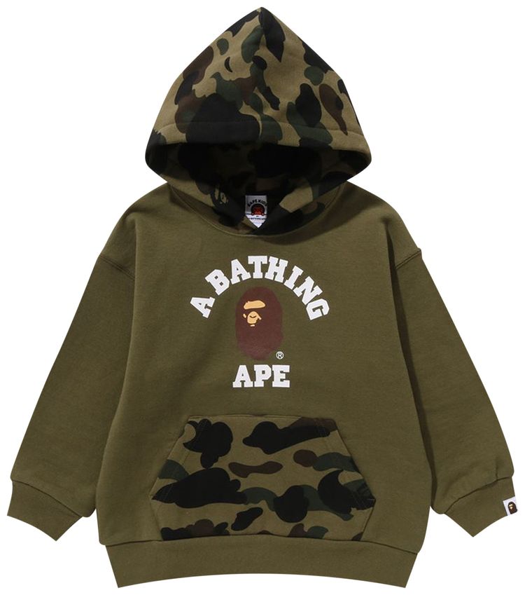 BAPE Kids 1st Camo College Pullover Hoodie Green