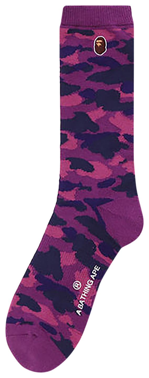 BAPE Color Camo Ape Head One Point Socks Purple