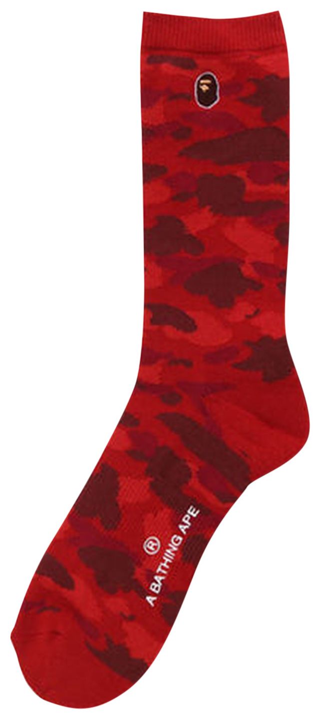 BAPE Color Camo Ape Head One Point Socks Red