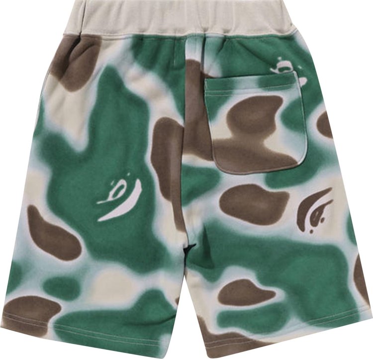 BAPE Kids Liquid Camo Shark Sweatshorts Olive Drab