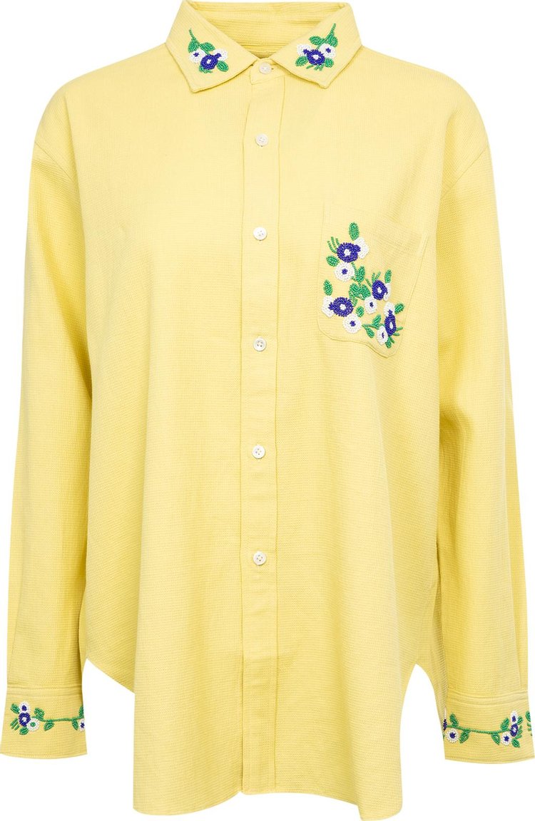 Bode Beaded Chicory Shirt Yellow