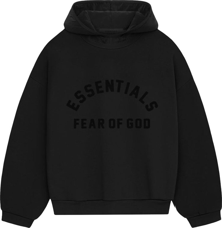 Fear of God Essentials Nylon Fleece Hoodie 'Jet Black/Jet Black'