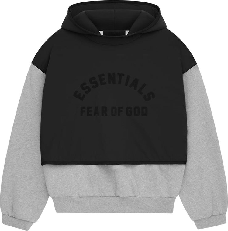 Fear of God Essentials Nylon Fleece Hooded Sweater 'Light Heather Grey/Jet Black'