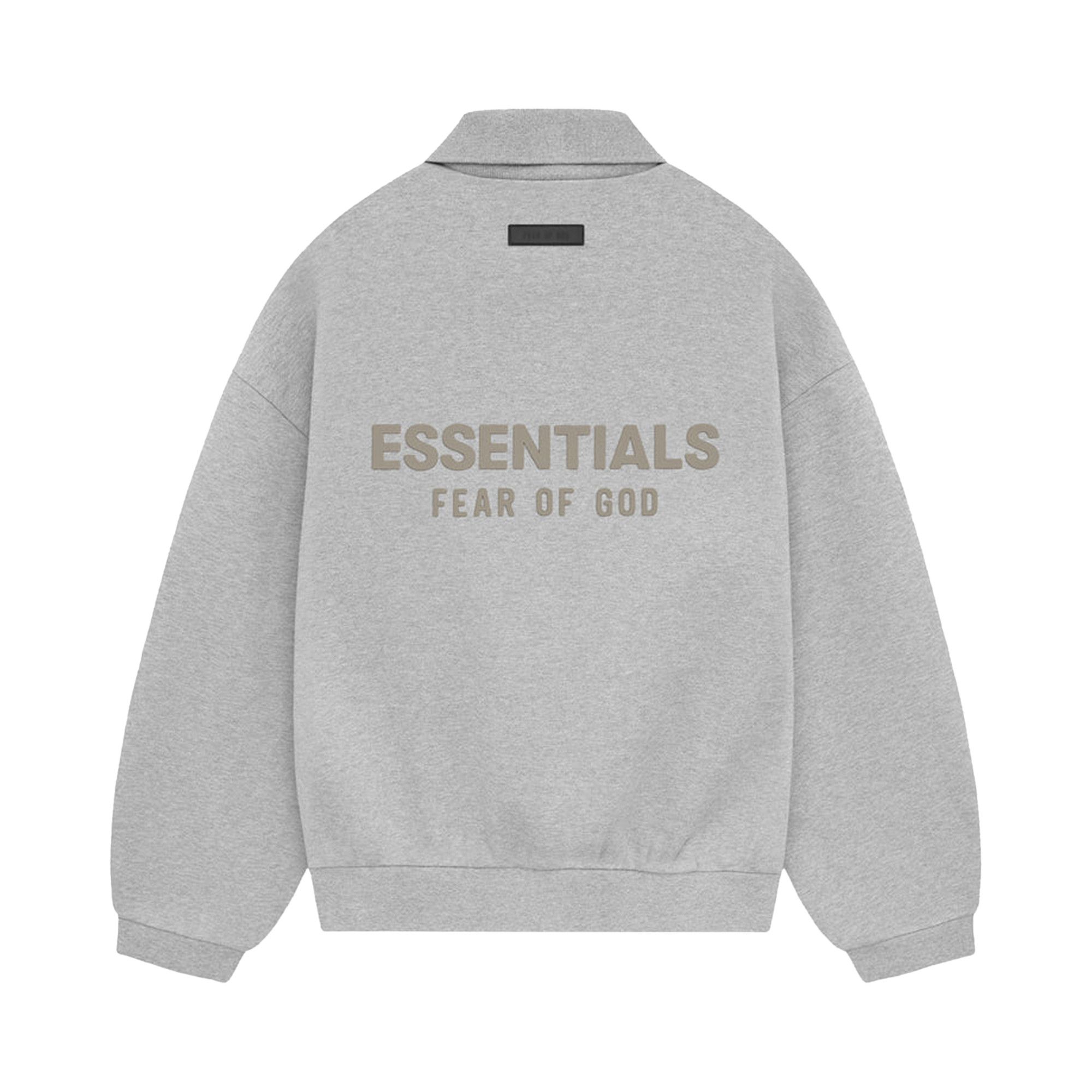 ★23AW 最新作★FEAR OF GOD ESSENTIALS Gray Long Sleeve Polo Buy Fear of God Essentials Long-Sleeve Polo 'Light Heather